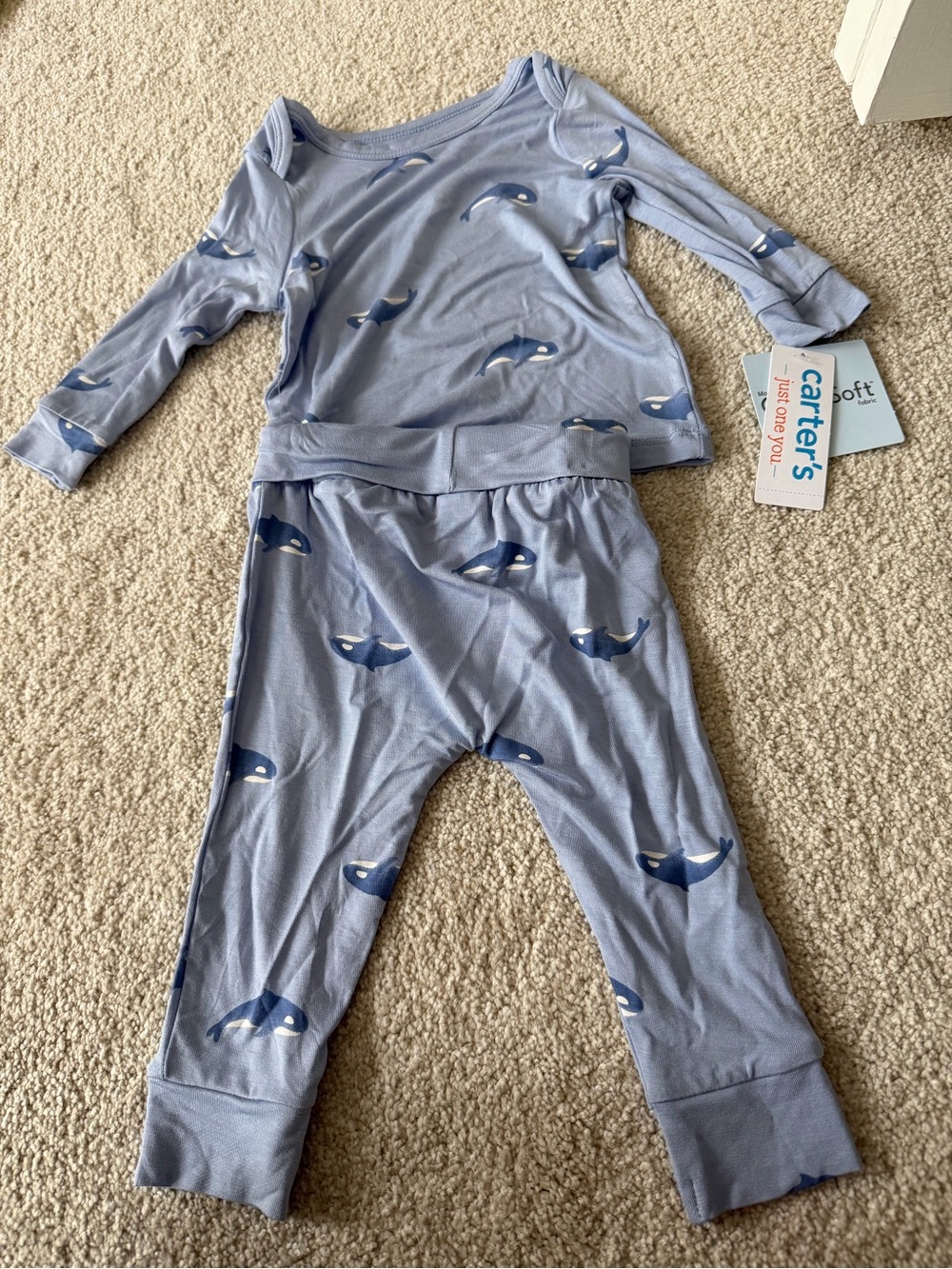Carter's Light Blue Whale Print Pajama Set